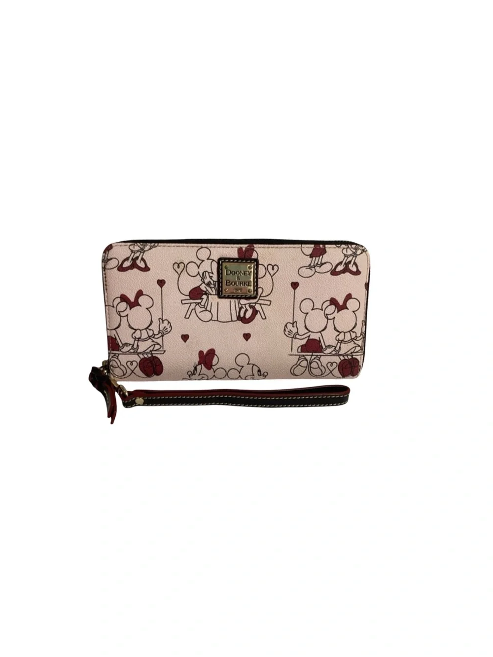 Dooney & Bourke Disney Mickey & Minnie Mouse Love Pink Romantic Wristlet Wallet